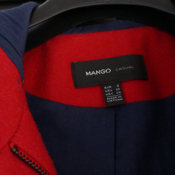 Mango Women Red Wool Duffle Coat Extra Small - Picture 6 of 10